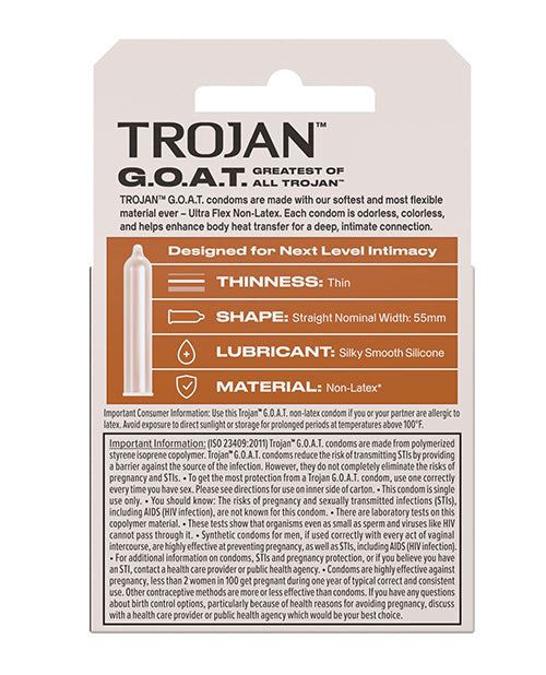 Trojan G.O.A.T. Non-Latex Lubricated Condoms - Box of 3