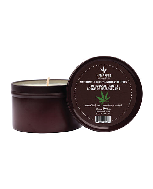 Earthly Body Suntouched Hemp Candle - 6 oz Round Tin Naked in the Woods
