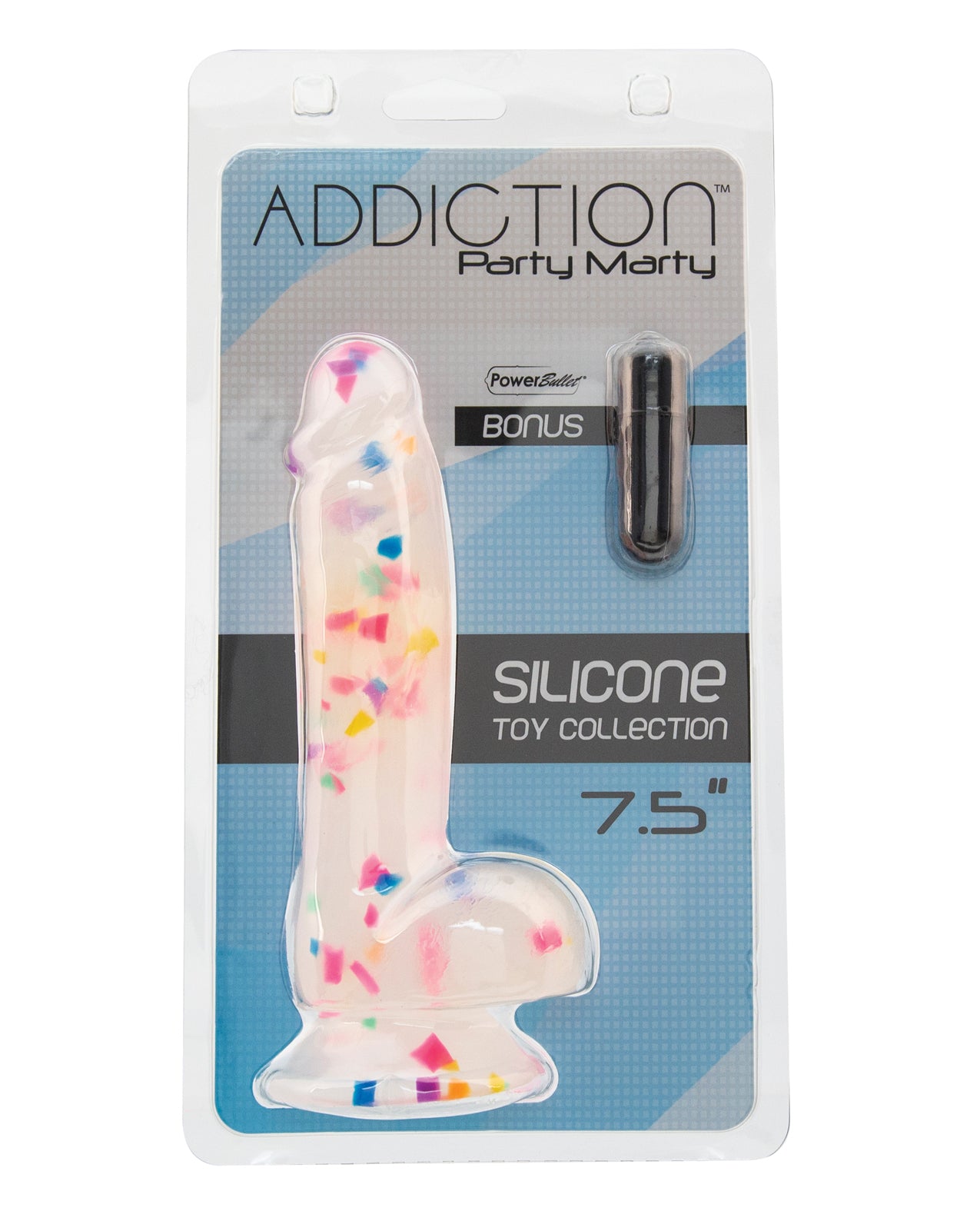 Addiction Party Marty 7.5” Dildo - Frost/Confetti