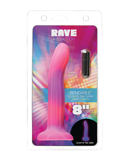 Addiction 8” Rave Glow in the Dark Dong - Pink/Purple