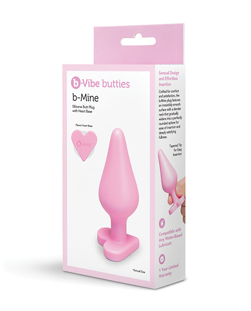 B-Mine Butties - Silicone Butt Plug with Heart Base - Pink
