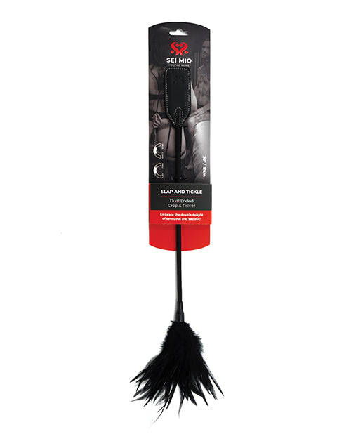 Sei Mio Slap & Tickle Dual Ended Crop & Tickler - Black