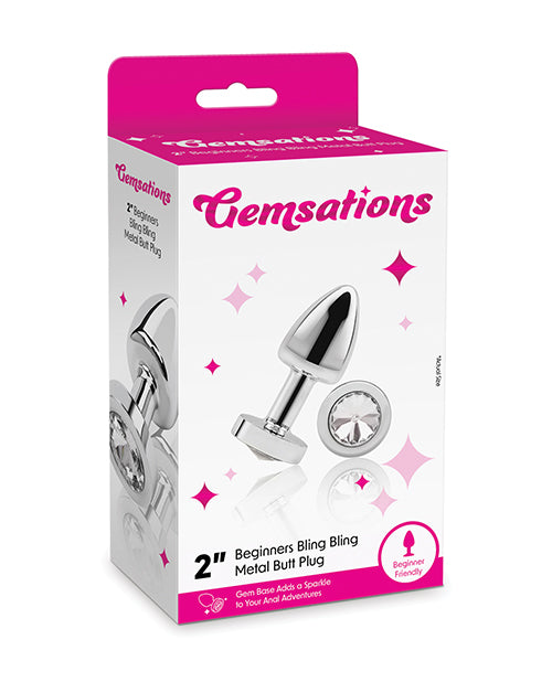 Gemsations 2"Beginners Bling Bling Metal Butt Plug - Silver