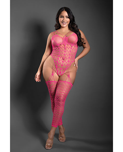 Sheer by Fantasy Sheer Next To You Crotchless Geometric Fishnet Teddy Bodystocking - Image 2