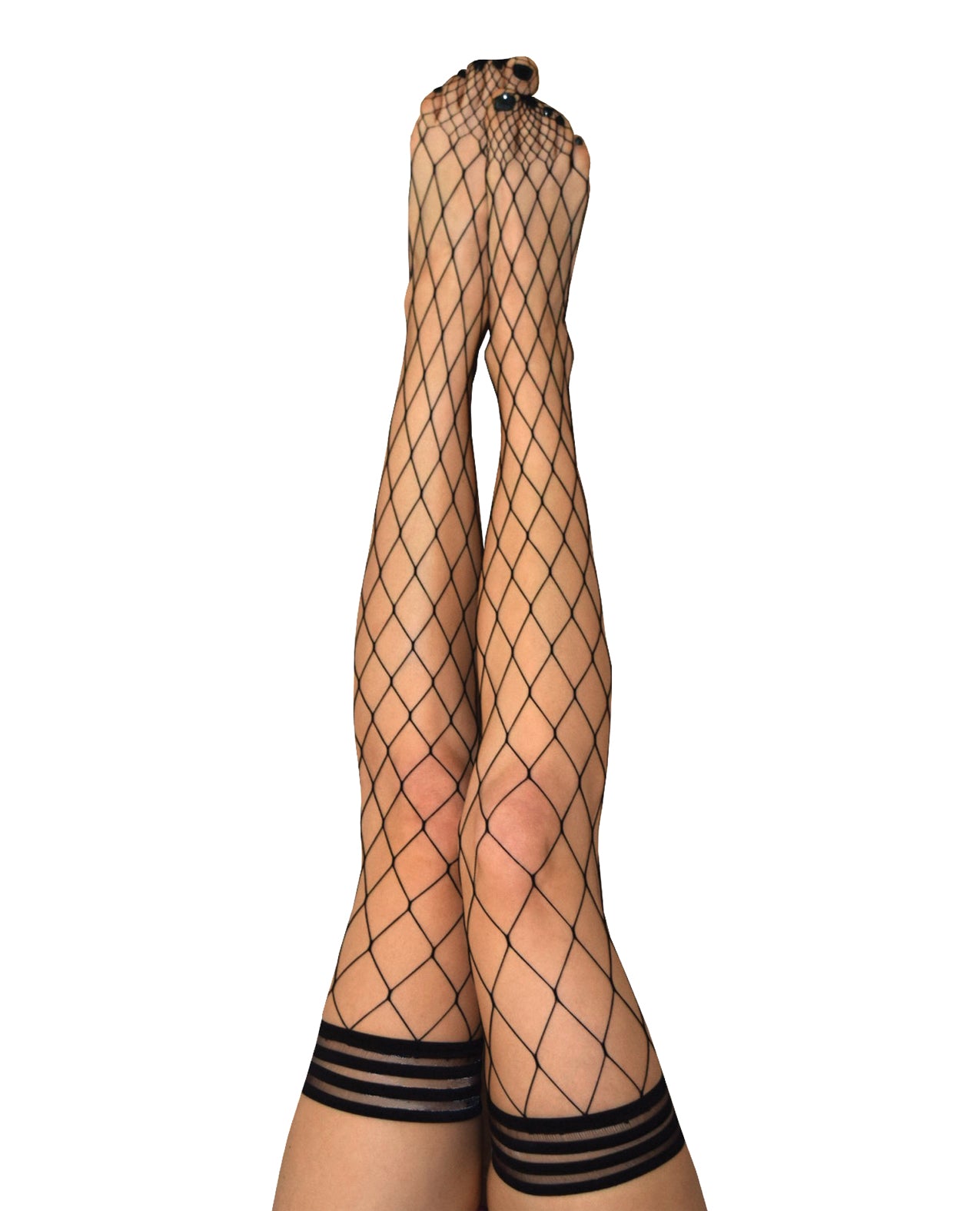 Kixies Michelle Large Fishnet Thigh High Black B