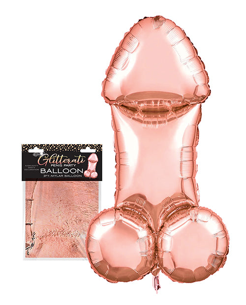 Glitterati Penis 3 ft Mylar Balloon - Rose Gold