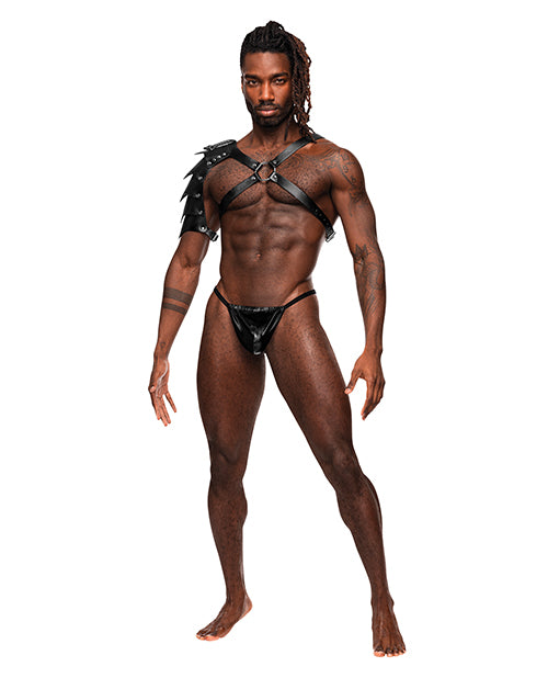 Aquarius PU Leather Chest Harness w/Half Sleeve