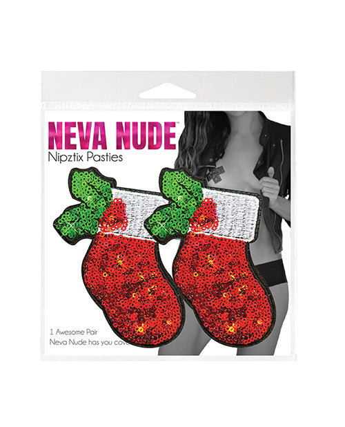Neva Nude Christmas Stockings Sequin Pasties - Multicolor O/S