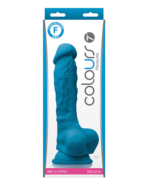 Colours Pleasures 7” Dong w/Balls & Suction Cup - Blue