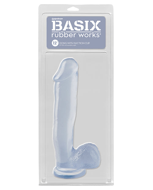 Basix Rubber Works 12” Dong w/Suction Cup - Clear