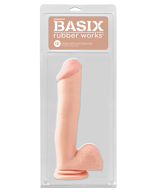 Basix Rubber Works 12” Dong w/Suction Cup - Flesh