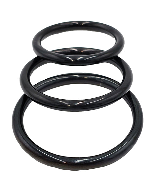 Rouge Black Stainless Steel 3 Piece Cock Ring Set