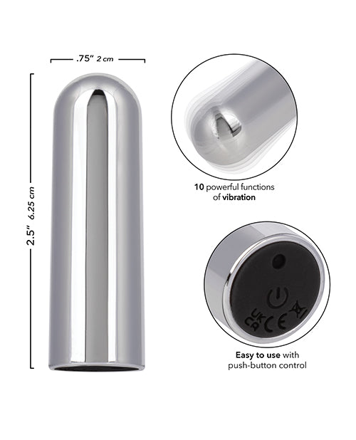 10 Function Rechargeable Bullet Stimulator - Silver