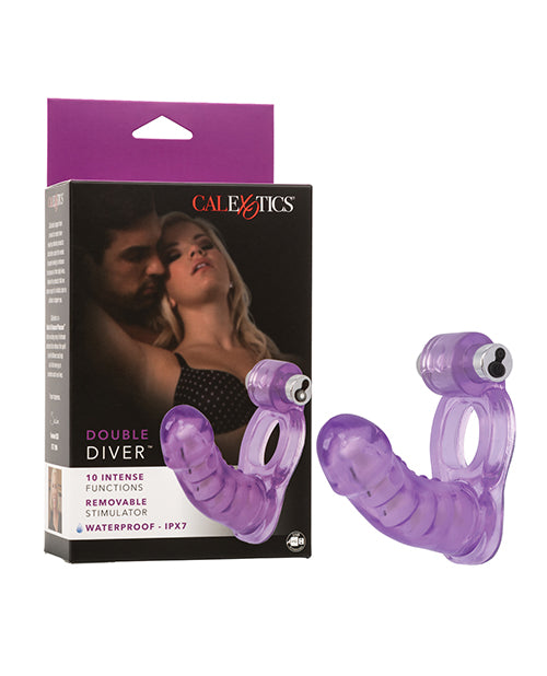 Double Diver Vibrating Enhancer w/Flexible Penetrator - Purple