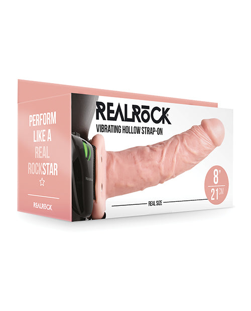 Shots RealRock 8" Vibrating Hollow Strap On W/O Balls