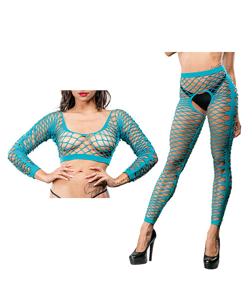Beverly Hills Naughty Girl Crotchless Front Mesh & Side Design Leggings