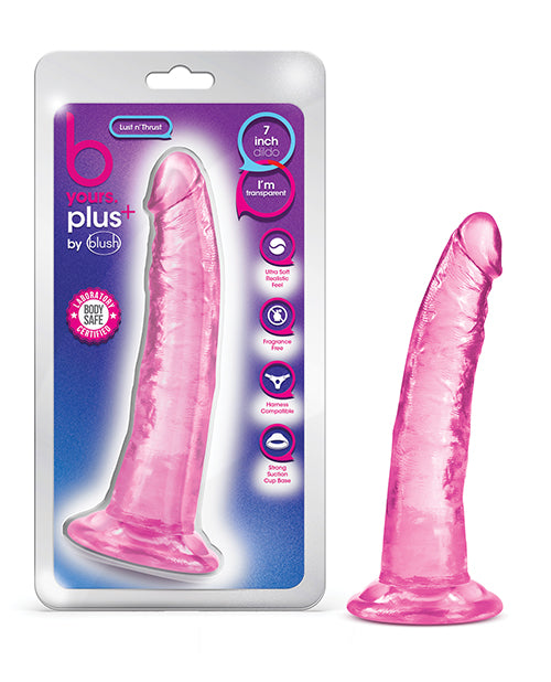 Blush B Yours Plus 7&quot; Lust n&apos; Thrust Dildo - Pink