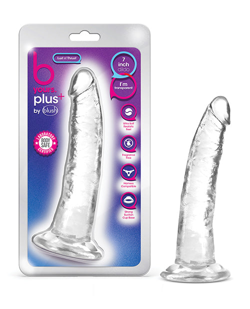 Blush B Yours Plus 7&quot; Lust n&apos; Thrust Dildo - Clear