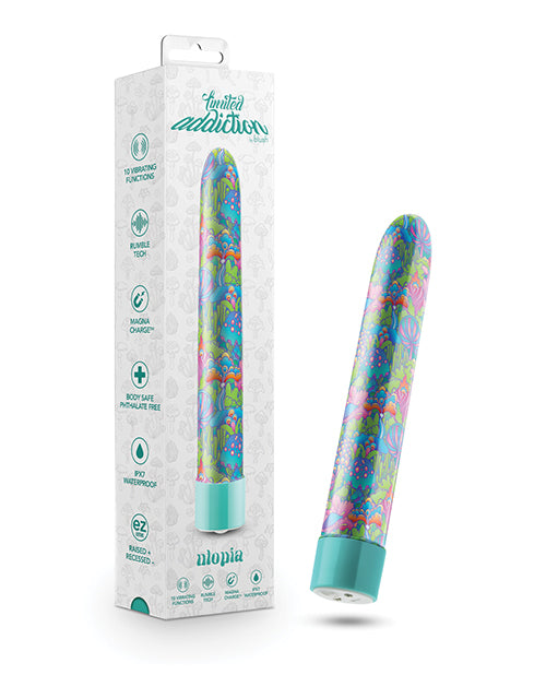Blush Limited Addiction Utopia 7&quot; Rechargeable Vibe - Aqua