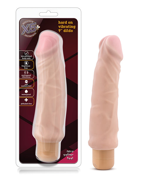 Blush X5 Plus Hard On Vibrating 9&quot; Dildo - Beige