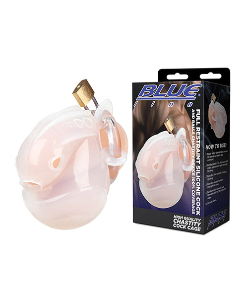 Full Restraint Silicone Cock &amp; Balls Chastity Device - 100% Coverage White