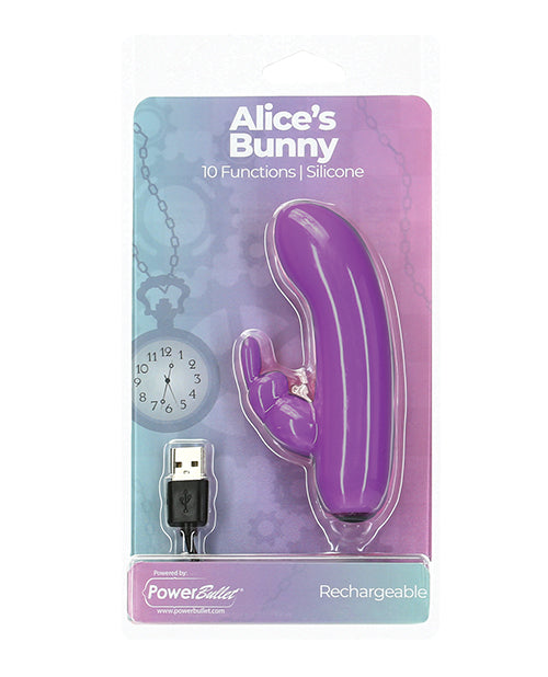 Alice’s Bunny Rechargeable Bullet w/Rabbit Sleeve - 10 Functions Purple