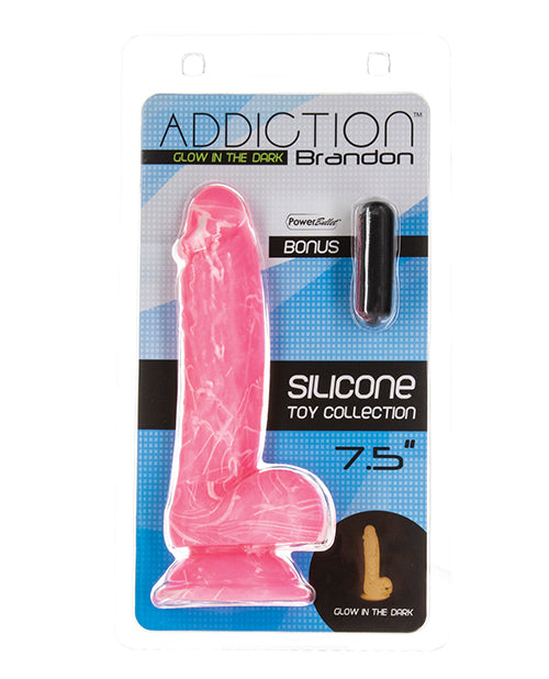 Addiction Brandon 7.5” Glow in the Dark Dildo - Pink