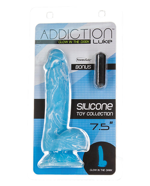 Addiction Luke Glow in the Dark 7.5” Dildo - Blue