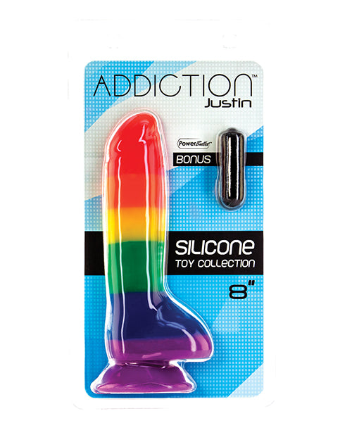 Addiction Justin 8” Dildo - Rainbow