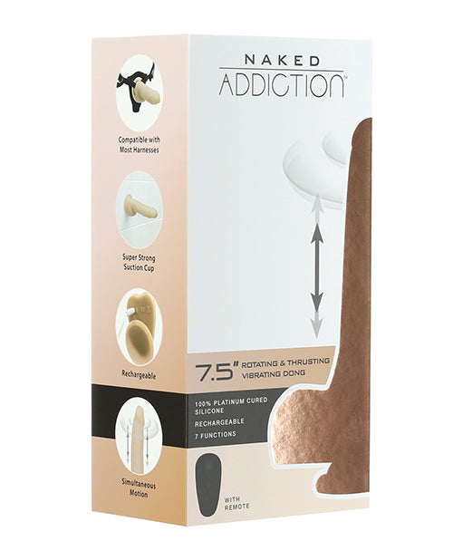 Naked Addiction The Freak 7.5&quot; Rotating &amp; Thrusting Vibrating Dong - Ivory