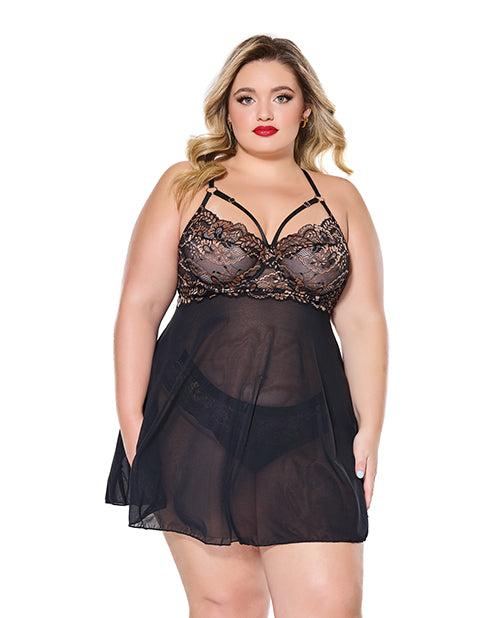 Coquette Lace and Mesh Underwire Babydoll w/Thong - Image 5