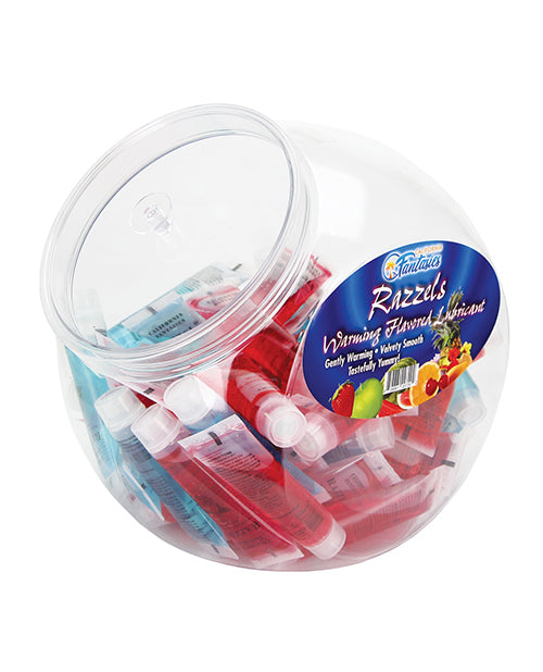 Razzels 3 in 1 Warming Lubricant - .5 oz Tube Asst. Flavors Bowl of 52