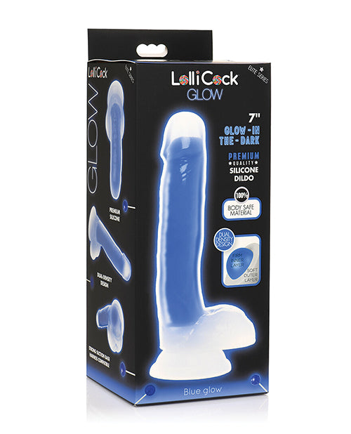 Curve Toys Lollicock 7" Glow In The Dark Silicone Dildo w/Balls
