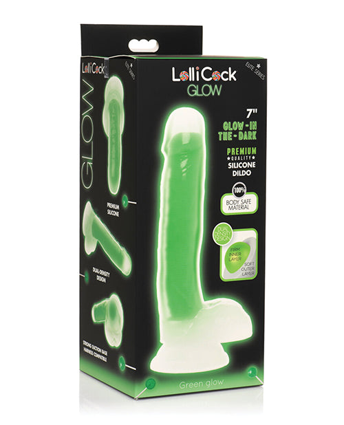 Curve Toys Lollicock 7" Glow In The Dark Silicone Dildo w/Balls