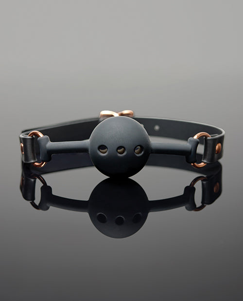 Pleasure Collection Adjustable Ball Gag - Black / Rose Gold O/S