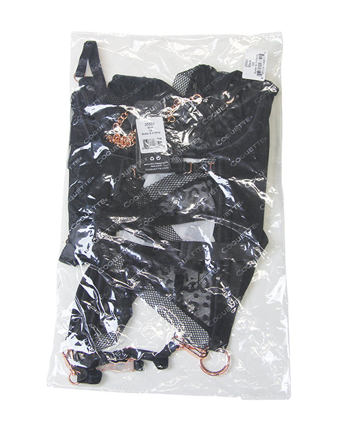 Pleasure Collection Feline Fatale Bustier & G-String 2 Pc Set (stockings Not Included) - Black