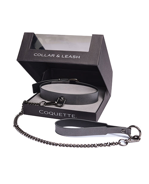 Pleasure Collection Gunmetal Glam Collar &amp; Leash w/Removable Chain