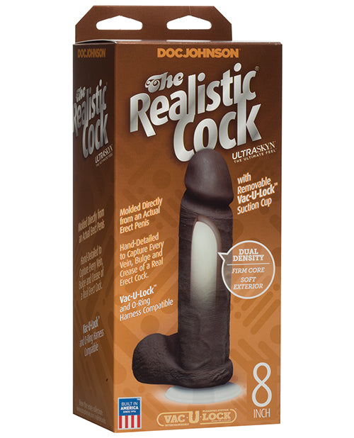 Realistic 8&quot; ULTRASKYN Cock w/Balls - Brown