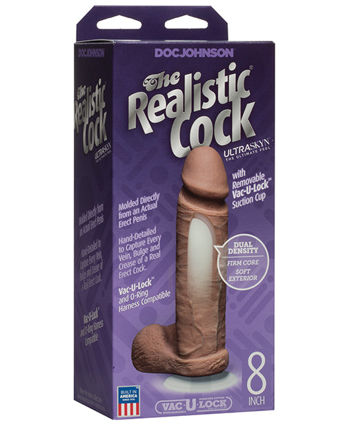 Realistic 8&quot; ULTRASKYN Cock w/Balls - Brown