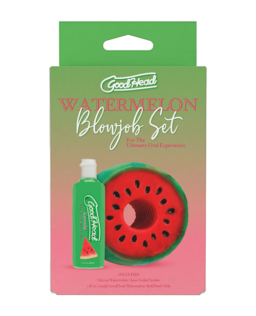 GoodHead Watermelon Blowjob Set Includes Stroker & Slick Head Glide