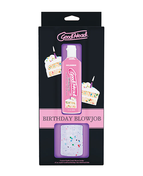 GoodHead Birthday Cake Blowjob Set Includes Stroker &amp; Slick Head Glide - 1 oz Bottle Birthday Cake