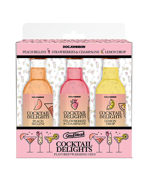 GoodHead Cocktail Delights - 2 oz Bottles, Peach Bellini, Strawberries &amp; Champagne, Lemon Drop