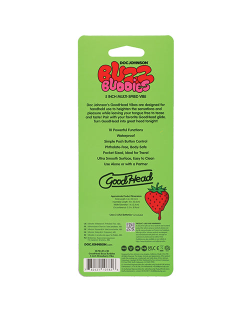 GoodHead Buzz Buddies 5" Multi-Speed Vibe - Strawberries