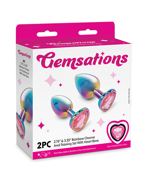 Gemsations 2 pcs 2.75" & 3.25" Chrome Anal Training Set - Rainbow