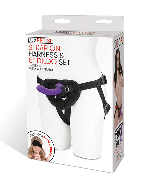 Lux Fetish Lux Fetish 5"  Dildo w/Strap On Harness Set