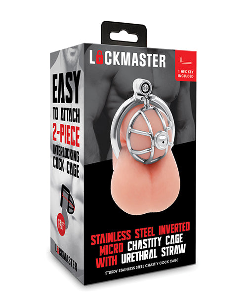 Lockmaster Lockmaster Stainless Steel Inverted Micro Chastity Cage w/Urethral Straw