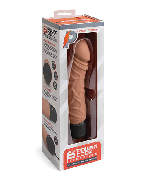 Powercocks 6.5&quot; Realistic Vibrator - Mocha