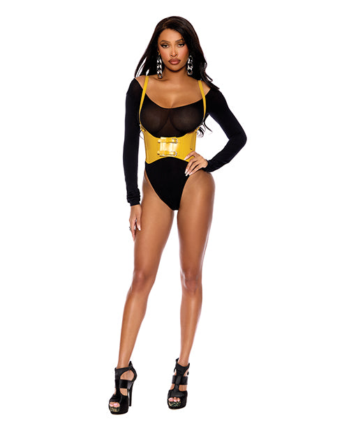 Leather Harness W/Adjustable Buckle Straps And Front Velcro Buckle Closure - Yellow