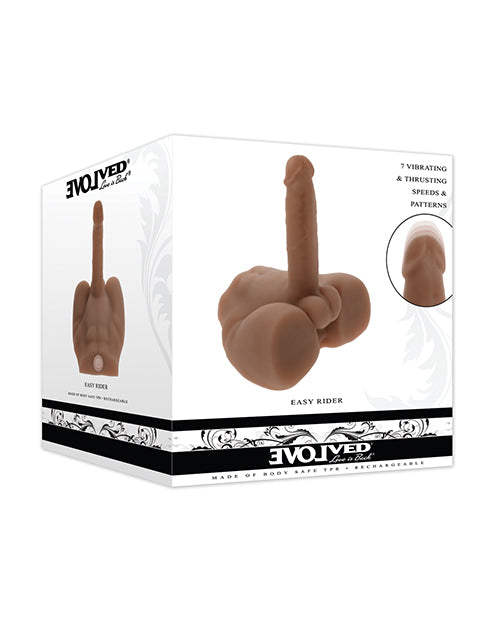 NO ETA Evolved Easy Rider Thrusting &amp; Vibrating Life-Like Dildo - Dark