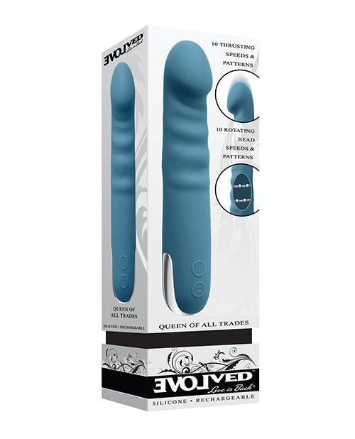 Evolved Queen of All Trades Thrusting &amp; Rotating Vibrator - Teal